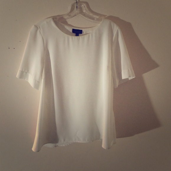 White, short-sleeve, slit back Topshop top