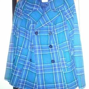 Blur Plaid Pea Coat