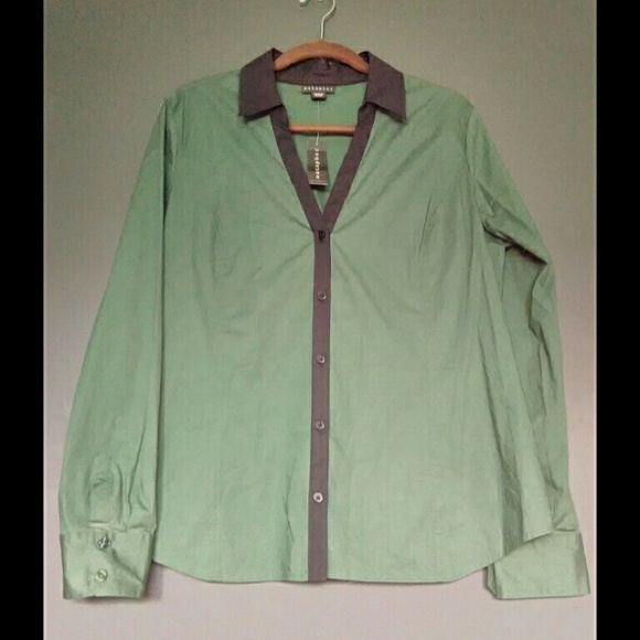 Metaphor black tipped collared blouse