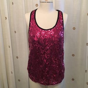 Pink Sequined Front Tank Top