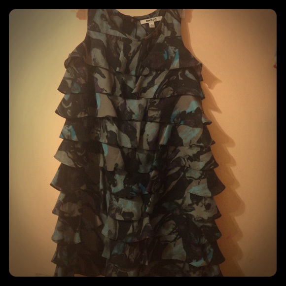 Black ,gray,purple,blue ruffle dress