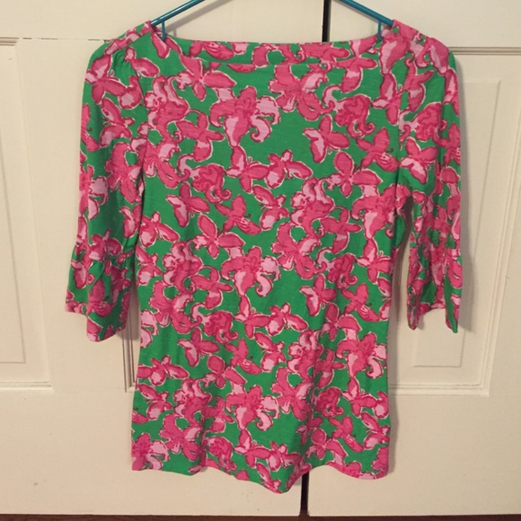 Floral Pink and Green Lilly Pulitzer Top - Picture 1 of 2