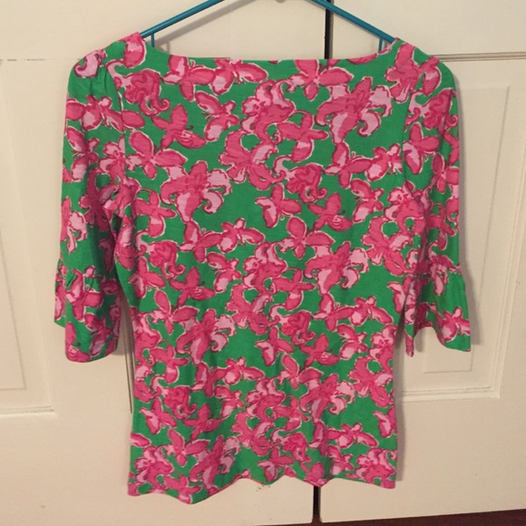 Floral Pink and Green Lilly Pulitzer Top - Picture 2 of 2