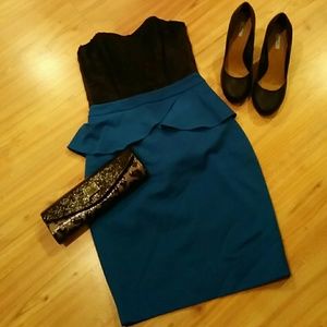 Express cobalt blue peplum pencil skirt.