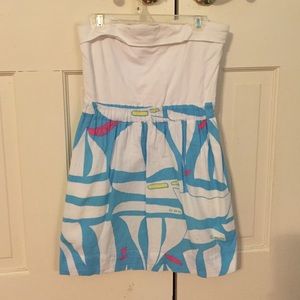 Strapless Lilly Pulitzer Sail Boat Dress