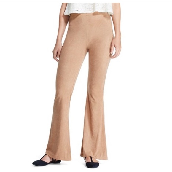 Faux Suede Brown Flair Flowy Pants
