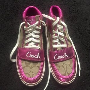 Coach brown and hot pink sneakers sz 8.5
