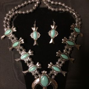 Faux turquoise squash blossom