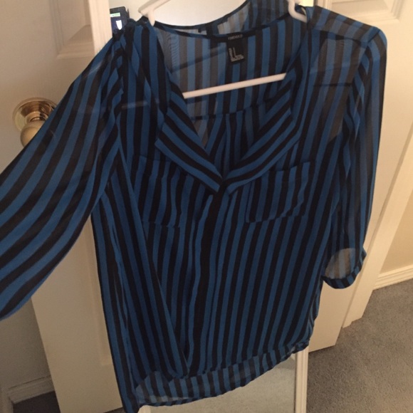 Black and blue sheer top