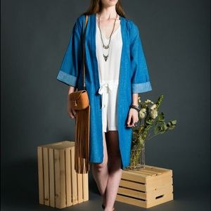 Denim chambray kimono