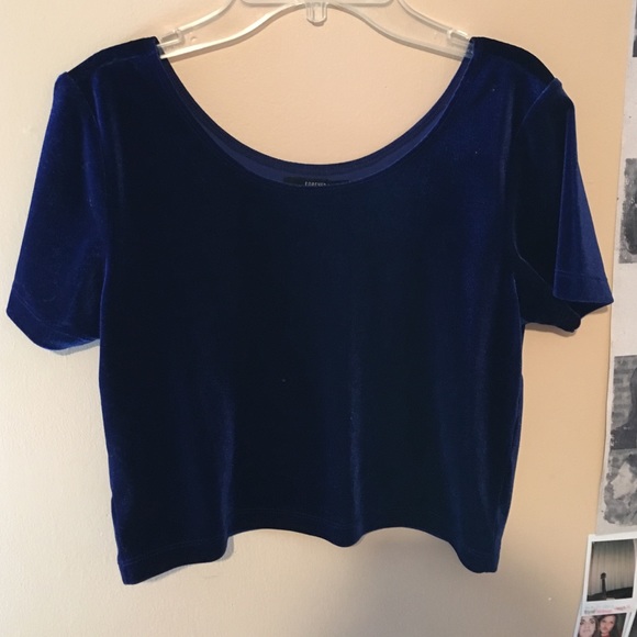 Forever 21 blue velvet crop top