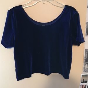 Forever 21 blue velvet crop top
