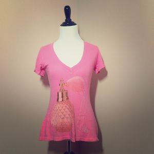 Final Price Wildfox Pink Perfume v-neck Tee Sz XS