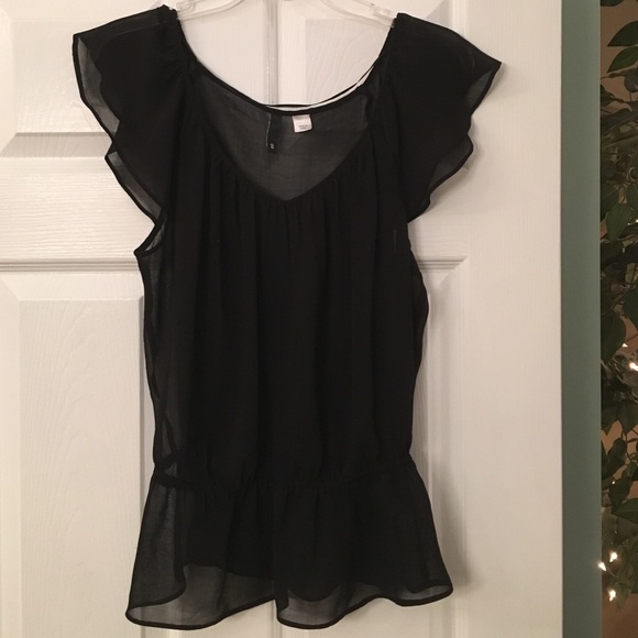 Black sheer peplum top