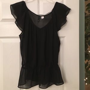 Black sheer peplum top