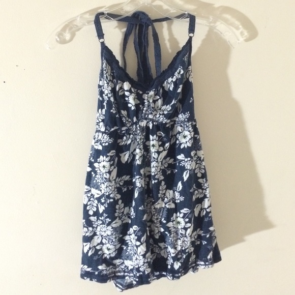 Navy with Hawaiian flowers print top-Abercrombie