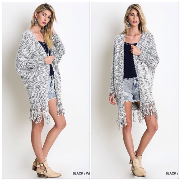 Sold out Fringe Marbled Cardigan Cape Wrap - Picture 2 of 3
