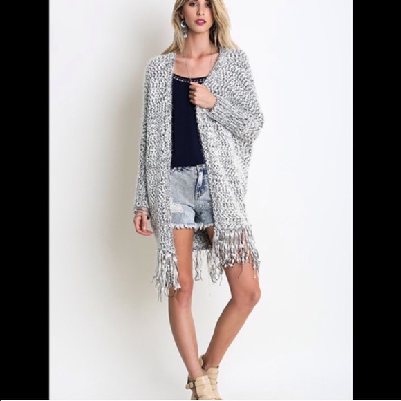 Sold out Fringe Marbled Cardigan Cape Wrap - Picture 3 of 3