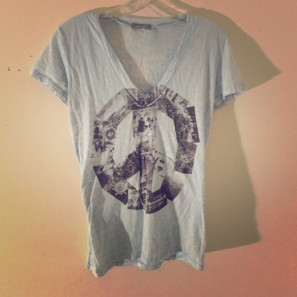 Pale blue, peace sign shirt from Delias