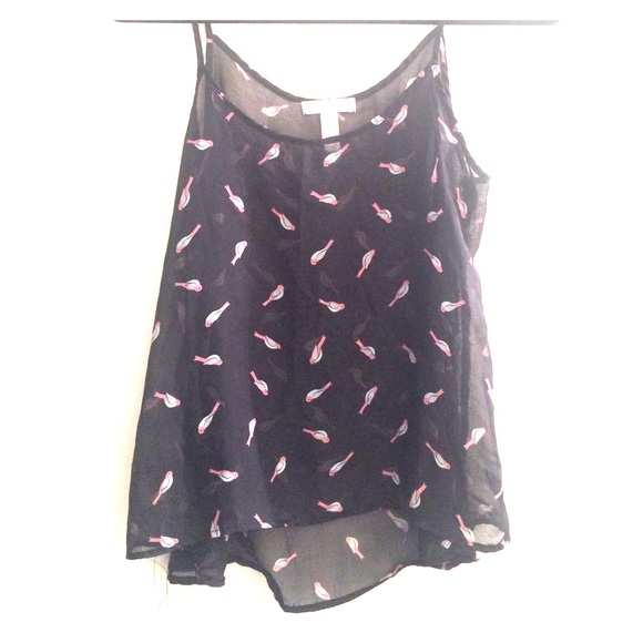 Spaghetti Strap Blouse With Birds