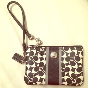 COACH black and white wristlet
