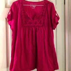 Magenta cap sleeve top