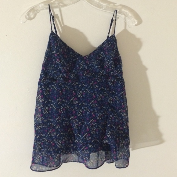 AEO Blue with multi-colored small flowers cami