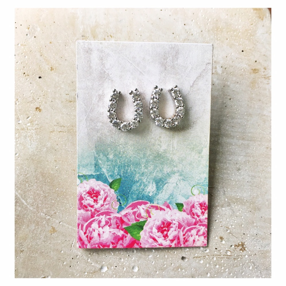 🚫LAST 1 LEFT🚫 Sterling Silver CZ Horseshoe Post Earrings