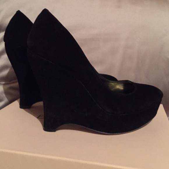 BCBGeneration Black Suede Wedges