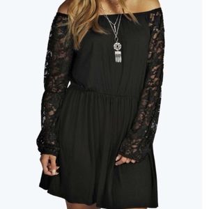Boohoo Plus Natalie Lace Wide Sleeve Swing Dress
