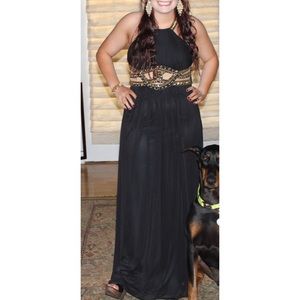 Black and gold formal dress