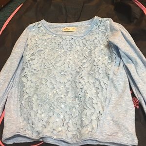 Long sleeve blue sparkly shirt