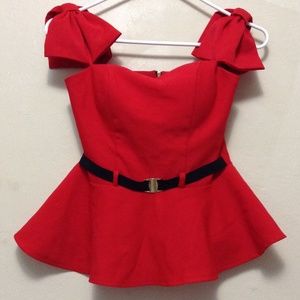 Red peplum shirt