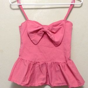 Pink bow peplum top