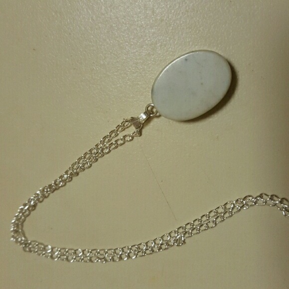Oval white jasper pendant