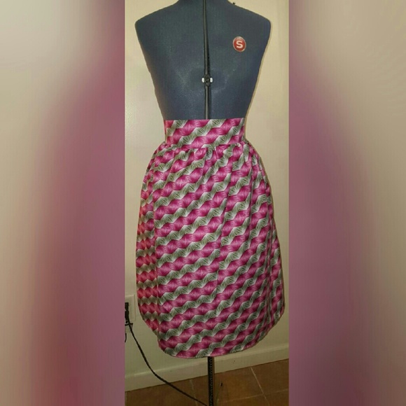 African Print Pink Midi Skirt