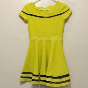 Neon green scallop neck dress