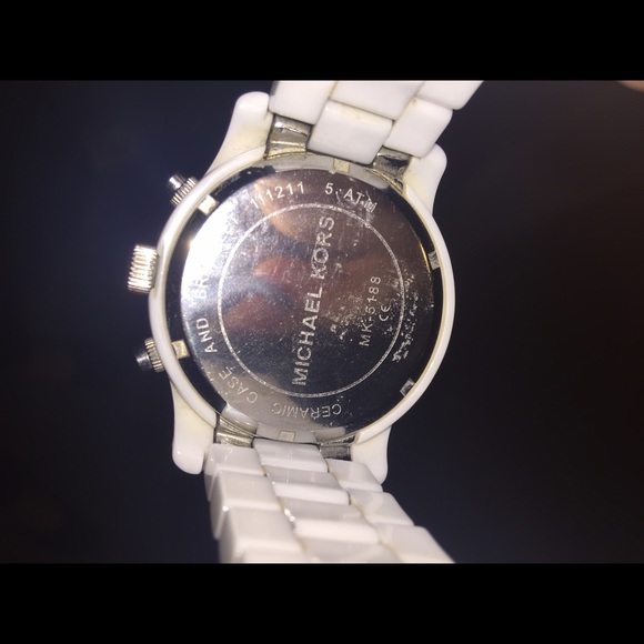 Michael Kors white watch with diamonds