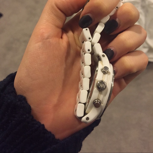 Michael Kors white watch with diamonds main image 4
