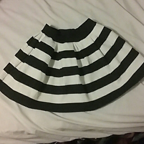 Black and white striped mini skirt