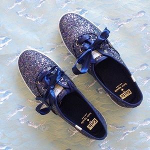 New Kate Spade Navy Glitter Keds