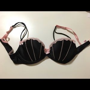 Victoria's Secret black push-up bra w/ pink detail