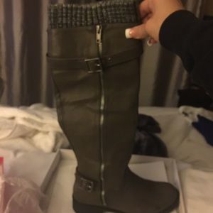 Grey knee high boots size 6