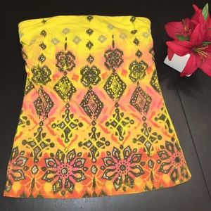 Yellow glitter strapless top