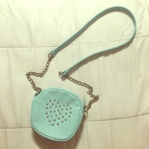 Blue Heart Studded Crossbody