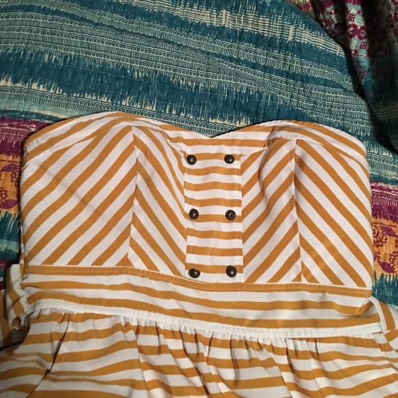 Forever 21 White Dress with Gold Stripes - Picture 2 of 3