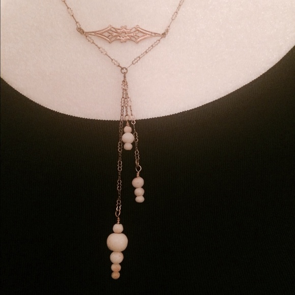 n/a Jewelry - Coral And Gold Antique Restyled Necklace OOAK