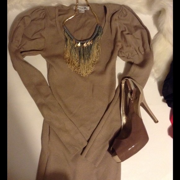 Tan winter cute sweater