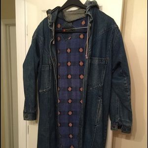 Long heavy denim coat