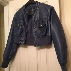 Cropped faux leather jacket